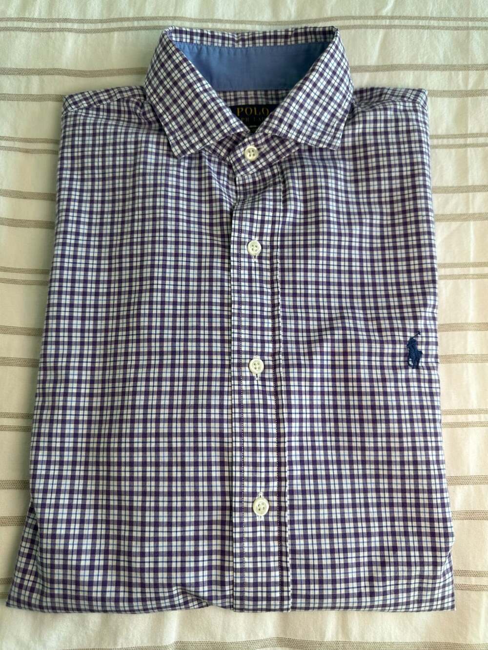 Polo Ralph Lauren Stretch Cotton Long Sleeve Button-Up Shirt Purple Men's Medium